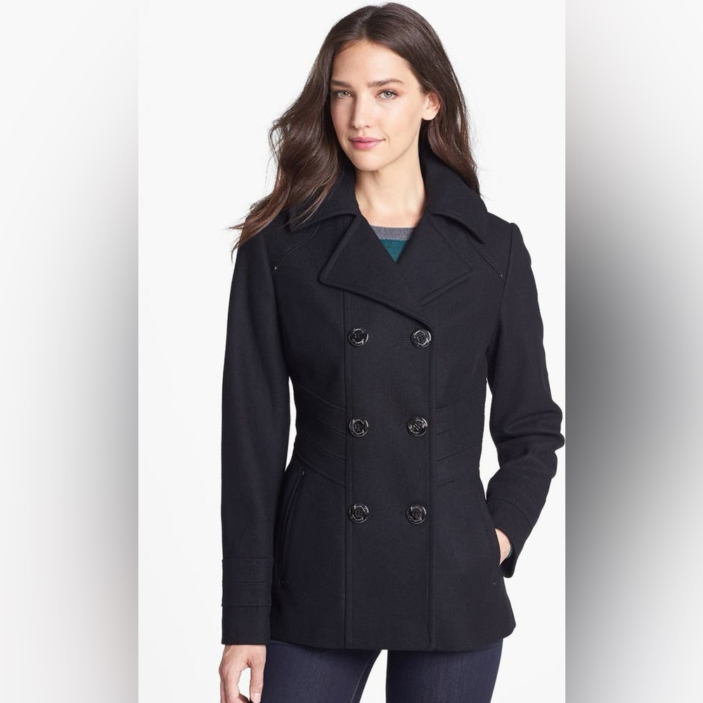 Kenneth Cole Elegant Black Double-Breasted Women's Coat
